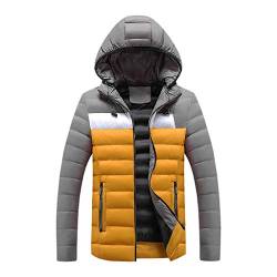 Plot Herren Steppjacke mit Kapuze Patchwork Winterjacke Warm Stepp Jacken Softshell Jacke Kapuzenjacke Leicht Männer Outdoor Warmer Gefüttert Freizeitjacke Daunenjacke Kurzmantel von PLOT-Herren Mantel