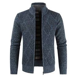 Plot Herren Strickjacke mit Reißverschluss Casual Cardigan Stehkragen Sweatjacke Pullover Übergangsjacke von PLOT-Herren Mantel