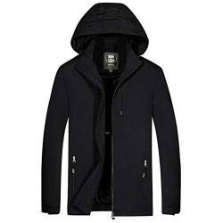 Plot Herren Winterjacke Warm Einfarbig Casual Winterparka mit Kapuze Stehkragen Softshell Jacke Kapuzenjacke Funktionsjacke Sportjacke Wasserdicht Winddichter Windbreaker von PLOT-Herren Mantel