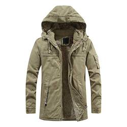 Plot Herren Winterjacke Warm Winterparka Freizeitjacke mit Kapuze Dick Gefüttert Männer Outdoor Softshell Jacke Sportjacke Funktionsjacke Winddichter Windbreaker von PLOT-Herren Mantel