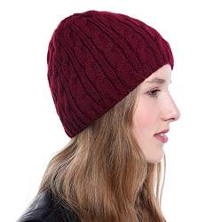 PLOT Wintermütze für Damen Wollmütze Winter Warme Skimütze Einfarbig Gestrickt Mützen Wintermütze Hüte Cap Beanie Sturmhauben Strickmützen von PLOT