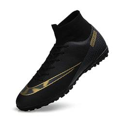 PLome Atmungsaktive Fußballschuhe für Jungen Fußballschuhe Schnürschuhe Herren Fußballschuhe Teenager Trainer,Schwarz,EU35 von PLome