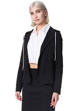 PM SELECTED Damen Kurzblazer Sportliches Casual Sakko Business Hoodie Blazer mit Kapuze PM21 S - XL (as3, Numeric, Numeric_38, Regular, Regular, Schwarz) von PM SELECTED