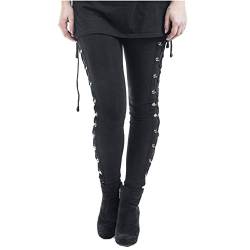 Damen Mode Yoga Hose Chic Gothic Schwarz Enge Sportleggins Laufhose Trainingshose Seite Schnürung Leggings Cool Dark Style Skinny Pants Hose Outdoor Reithose von PMDKLSPQ