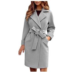 PMJAdd8s4 Wollmantel Damen Lang,Mantel Damen Lang,Schmal Geschnittener Wollmantel Mit GüRtelrevers,Trenchcoat Mantel Damentrenchcoat Damen Winter,Damen Wolle Langer Wintermantel,Trenchcoat Damen Lang von PMJAdd8s4