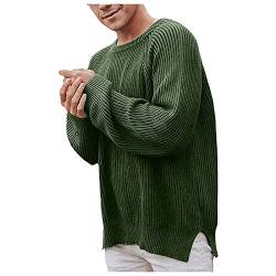 PMUYBHF Herren Pullover Winter Strickpullover Grobstrick Pullover mit Rundhalsausschnitt für Männer Feinstrick Pullover Freizeit Sweatshirt von PMUYBHF