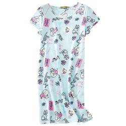 PNAEONG Damen Baumwolle Nachthemd Nachtwäsche Kurzarm Shirt Casual Print Sleepdress, Blaue Katze, Medium von PNAEONG