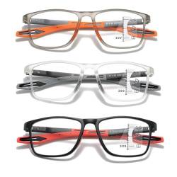 Anti Blaulicht Gleitsichtbrille Lesebrille Geeignet für Herren/Damen，Anti Schwindlig Sportliches Ultraleicht Computer-Lesebrille, 1.0x,1.5x,2.0x,2.5x,3.0x,3.5x,4.0x,1-Paar ( Farbe : Orange , Größe : 3 von POCHY