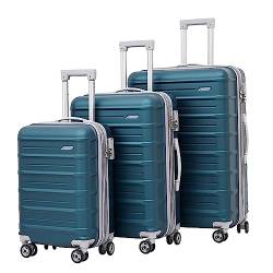 POCHY praktisch Koffer 3-teilige Koffer, großes Fassungsvermögen, verstellbare Trolley-Koffer mit Rollen, Reisegepäck, Sicherheitskombinationsschloss leicht zu bewegen von POCHY