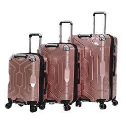 POCHY praktisch Koffer 3-teiliges Gepäckset, Koffer mit großem Fassungsvermögen, 3-Gang-Verstellbarer Teleskop-Trolley, Handgepäck, Zollkoffer leicht zu bewegen von POCHY
