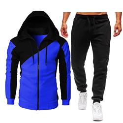 Jogginganzug Herren set Herbst Trainingsanzug mit Kapuze und Reißverschluss Langarm Kapuzenpullover Hoodie + Jogginghose 2-teiliger Sportanzug Freizeitanzug Gym Fitness Activewear für Männer von PODOLIXIA