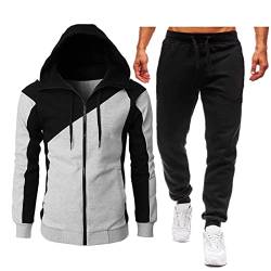 Jogginganzug Herren set Herbst Trainingsanzug mit Kapuze und Reißverschluss Langarm Kapuzenpullover Hoodie + Jogginghose 2-teiliger Sportanzug Freizeitanzug Gym Fitness Activewear für Männer von PODOLIXIA