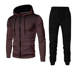 Jogginganzug Herren set Herbst Trainingsanzug mit Kapuze und Reißverschluss Langarm Kapuzenpullover Hoodie + Jogginghose 2-teiliger Sportanzug Freizeitanzug Gym Fitness Activewear für Männer von PODOLIXIA