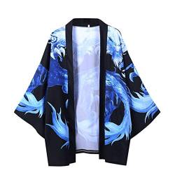 PODOLIXIA Herren Japanischen Kimono Cardigan Bademantel Vintage Stickerei Mäntel Robe Langarmshirt Casual Drache-Druck Kostüm Frühling-Sommer Chinesischer Stil Nachtwäsche Happi Hemden von PODOLIXIA