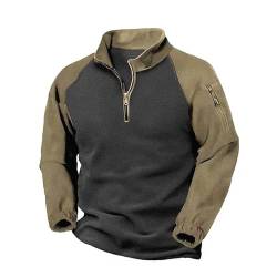 PODOLIXIA Sweatshirts Herren Polar-Fleece Gefütterte mit 1/4 Zipper Stehkragen Innenfleece Pullover Color-Blocking Raglanärmel Herbst Winter Männer Tactical Langarmshirts Lässiger Oberteile von PODOLIXIA