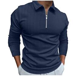 Poloshirt Herren Langärm T Shirts Baumwolle Golfshirts Einfarbig Shirt Tennis Langarmshirt Viertel-Reißverschluss Wintershirts mit Revers Sports Tops Lässiger Sportshirt Sweater von PODOLIXIA