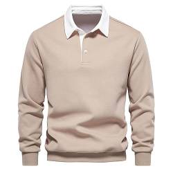 Poloshirt Herren Langarm Slim Fit Einfarbig Männer Golf Polo Shirts Baumwolle Polohemd M-2XL Sweatshirt von PODOLIXIA