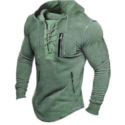 Retro Hoodie Herren Piratenhemd Vintage Kapuzenpullover Herbst Winter Langarm Hooded Sweatshirt Solid Color Männer Pullover mit Kapuze Leisure Kapuzenpulli Reißverschlusstasche von PODOLIXIA