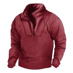 Sweatshirts Herren Polar-Fleece Gefütterte mit 1/4 Zipper Stehkragen Fleece-Futter Pullover Solid Color Langärmeliges Herbst Winter Men's Langarmshirts Freizeit Oberteile von PODOLIXIA