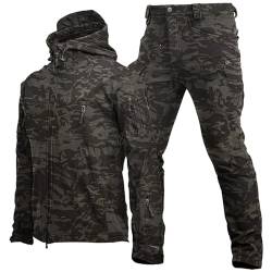 Taktische Uniformen Set Herren wasserdichte Militärische Armee KampfanzugGefütterte Polar-Fleece Softshelljacke Hose Camouflage Innenfleece Winter Männer Funktionsanzug 2-Teiler Mehrere Tasche von PODOLIXIA