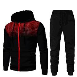 Trainingsanzug Herren Set Jogginganzug Sportanzug Sportbekleidung Freizeitanzug Fitness Outfit Zweiteiler Männer Kapuzenjacke Hoodie und Jogginggose Tracksuit 2 Teiler Joggingsuit Activewear von PODOLIXIA