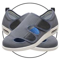 POFH Bequeme Hausschuhe mit Klettverschluss für Herren Offener Zeh Orthopädische Diabetes Hausschuhe Schuhe Geschwollene Füße Bequemschuh mit Klettverschluss (Color : Gray, Size : 40.5 EU) von POFH