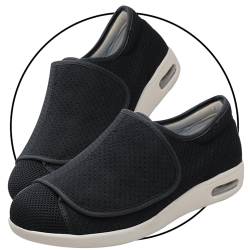 POFH Diabetiker Schuhe Herren Extra Weit Diabetische Schuhe Mit Verstellbarem Klettverschluss Männer Diabetes Schuhe Die Vollständig Geöffnet (Color : Black, Size : 46 EU) von POFH