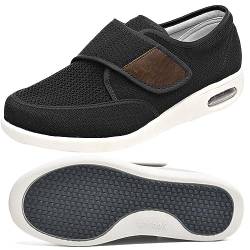 POFH Diabetiker Schuhe Herren Schuhe für Geschwollene Füße Diabetiker Hausschuhe Herren Senioren Schuhe mit Klettverschluss Orthopädische Diabetiker Schuhe Herren Damen (Color : Black, Size : 43 EU) von POFH