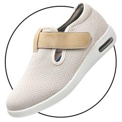 POFH Orthopädische Schuhe Herren Klettverschluss Laufschuhe Herren Schuhe Sneakers Sportschuhe Straßenlaufschuhe Turnschuhe Leichtgewichts Sommerschuhe (Color : Beige, Size : 44.5 EU) von POFH