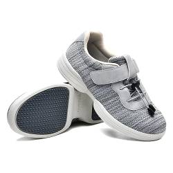 POFH Schuhe für Geschwollene Füße Damen Breiter Sneaker Riemen verstellbar Einfaches An und Ausziehen Halbschuh mit Klettverschluss für ältere Menschen Plantarfasziitis (Color : Grey, Size : 39 EU) von POFH