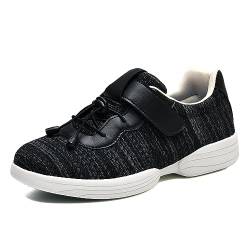 POFH Schuhe für Geschwollene Füße Diabetiker Schuhe Damen Orthopädische Schuhe Herren Therapieschuhe Extra Breit Rehaschuhe Verstellbarer Riemen für Damen (Color : BlackGrey, Size : 41 EU) von POFH