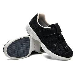 Schuhe für Geschwollene Füße damen Breiter Sneaker Riemen verstellbar Einfaches An und Ausziehen Halbschuh mit Klettverschluss für ältere Menschen Plantarfasziitis ( Color : BlackGrey , Size : 40 EU ) von POFH