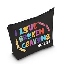 POFULL Kosmetiktasche für Ergotherapeuten, Aufschrift "I Love Broken Crayons", für OT Life, Kosmetiktasche "I Love Broken" von POFULL