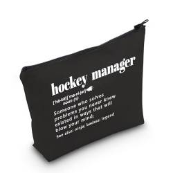 POFULL Kosmetiktasche für Hockey-Manager, Hockey-Manager, Geschenk für Hockey-Trainer, schwarze Tasche von POFULL