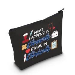 POFULL Kosmetiktasche für Krankenpfleger mit Aufschrift "What Happens in Clinicals Stays in Clinicals", medizinisches Geschenk, What Happens schwarze Tasche, 0 Stück von POFULL