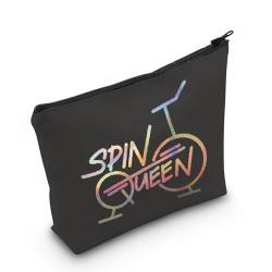 POFULL Kosmetiktasche für den Innenbereich, Spinning-Klasse, Workout, Geschenk, Spin Queen, Kosmetiktasche, Innenbereich, Radfahren, Spinning Bike, Fitnessstudio, Geschenk, Schwarze Spin Queen Tasche von POFULL