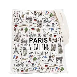 POFULL Kosmetiktasche mit Paris-Motiv Paris Is Calling And I Must Go; Geschenk für Paris-Liebhaber, Paris is Calling Tragetasche von POFULL