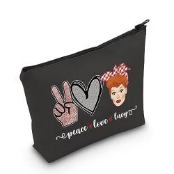 POFULL Kosmetiktasche mit Reißverschluss für Damen, inspiriert von der TV-Show, Lucy-Fan, Peace Love, Lucy, Schwarze Friedensliebe Luc Tasche von POFULL