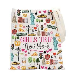 POFULL New York Urlaubsgeschenk Mädchen Reise New York Reißverschlusstasche Reise Kosmetiktasche Mädchen Wochenende Geschenk, Girls Trip New York Tragetasche von POFULL