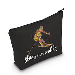 POFULL Ski-Tasche Skifahren Team Geschenke Skifahren Survival Kit für Skifahrer Skifahren Geschenk für Enthusiasten Kosmetiktasche, Schwarze Skitasche von POFULL