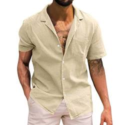 Herren Kurzarm Hemd Leinenhemd Herren Kurzarm Freizeithemd Businesshemd Sommer Kurzarmhemd Herren Einfarbig Basic Shirt for Männer von POIUIYQA