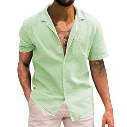 Herren Kurzarm Hemd Leinenhemd Herren Kurzarm Freizeithemd Businesshemd Sommer Kurzarmhemd Herren Einfarbig Basic Shirt for Männer von POIUIYQA