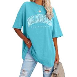 Oversize T Shirt Damen Vintage Kurzärmeliges Rundhals Los Angeles Oberteile Tops Casual Lockere Basic Sommer Tee Shirts Bluse von POIUIYQA