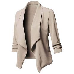POIUIYQA Blazer Damen Elegant Sportlich Longblazer Business 3/4 Arm lang Jacke Slim Fit Sommer S-5XL von POIUIYQA