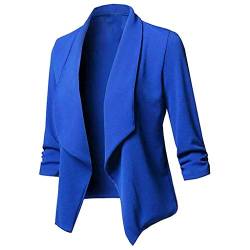POIUIYQA Blazer Damen Sportlich Elegant Longblazer 3/4 Arm Sommer Leicht Business Büro Blazer Jacke Einfarbig Open Front Jacket Slim Fit S-5XL von POIUIYQA