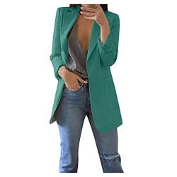 POIUIYQA Damen Elegant Langarm Blazer Sakko Einfarbig Slim Fit Revers Geschäft Büro Jacke Kurz Mantel Anzüge Bolero mit Tasche von POIUIYQA