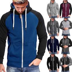 POIUIYQA Herren Basic Kapuzenpullover Sweatjacke Pullover Hoodie Sweatshirt Hoodie Herren Zip up Langarm Sweatjacke Kordelzug Casual Sport Herbst Winter Sweatshirt Kapuzenjacke von POIUIYQA