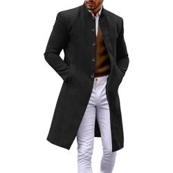 POIUIYQA Herren Warm Wollmantel Stehkragen Wintermantel Kurzmantel Winter Jacke Business Freizeit Winddichte Mantel im Freien von POIUIYQA