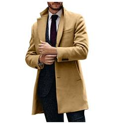 POIUIYQA Herren Warm Wollmantel Stehkragen Wintermantel Kurzmantel Winter Jacke Business Freizeit Winddichte Mantel im Freien von POIUIYQA