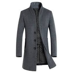 POIUIYQA Herren Warm Wollmantel Stehkragen Wintermantel Kurzmantel Winter Jacke Business Freizeit Winddichte Mantel im Freien von POIUIYQA